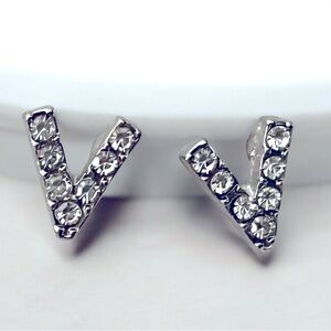 Silver Toned & Crystal Stud Earrings